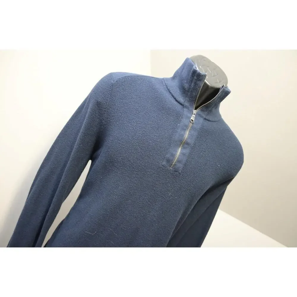 Banana Republic 1/4‎ Zip Neck Sweater Dark Blue Cotton Blend Casual Mens Medium